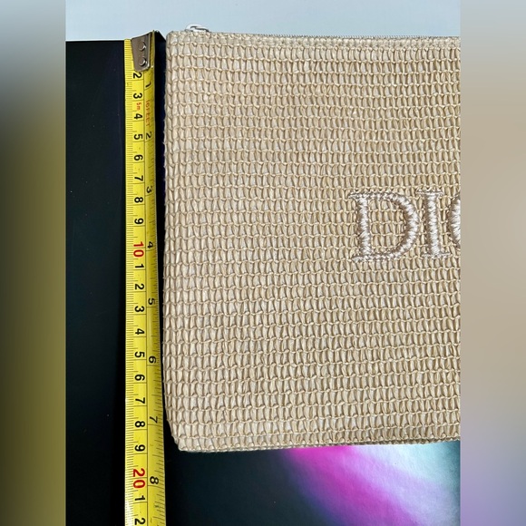 Dior Natural Beige Woven Pouch with Embroidered Logo - Picture 9 of 9